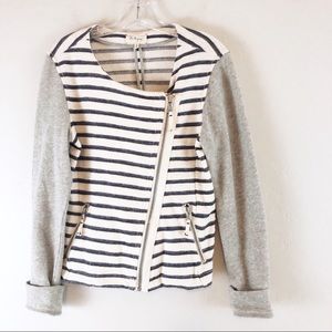 Lou & Grey Striped Asymmetric Zip Jacket S